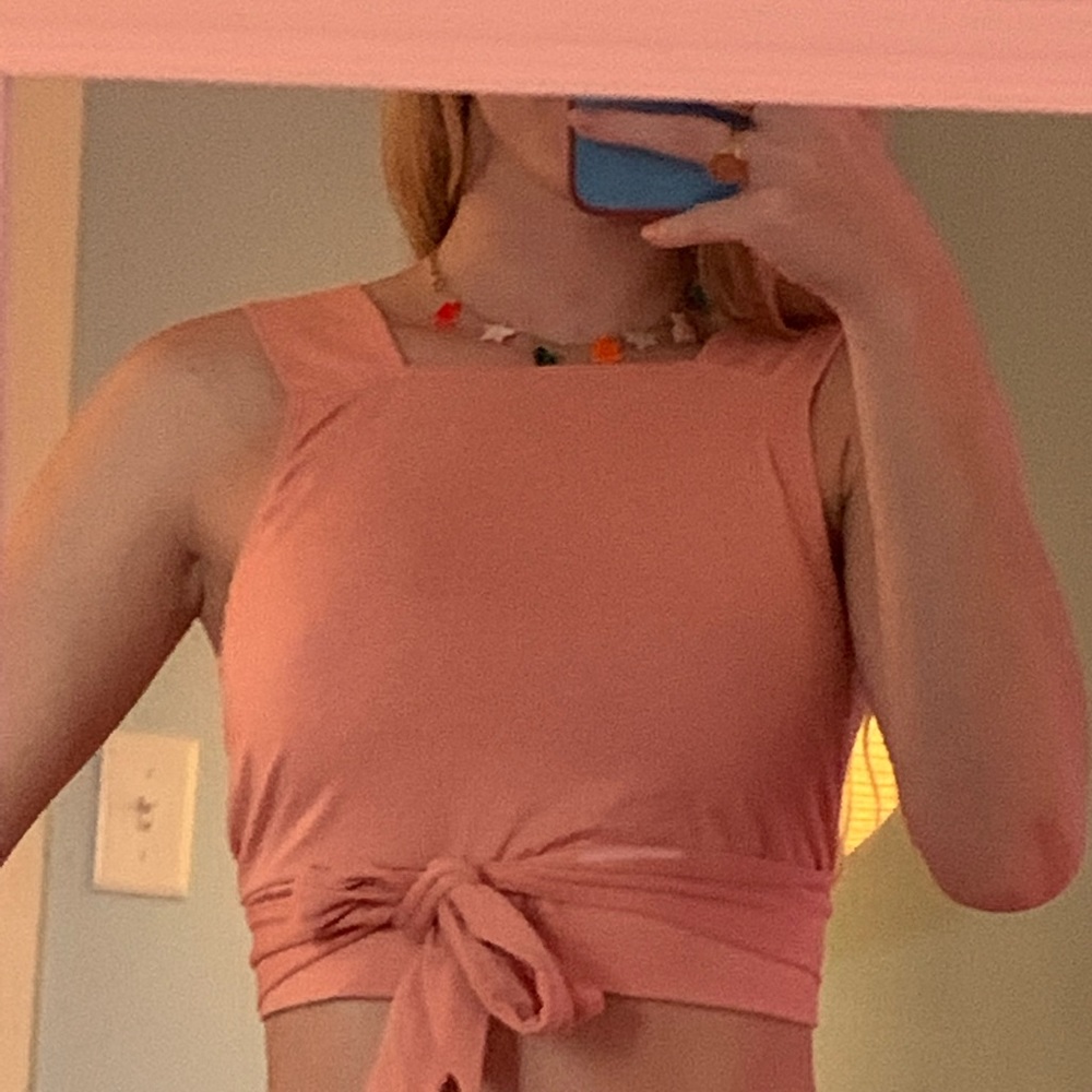 Pink open back crop top